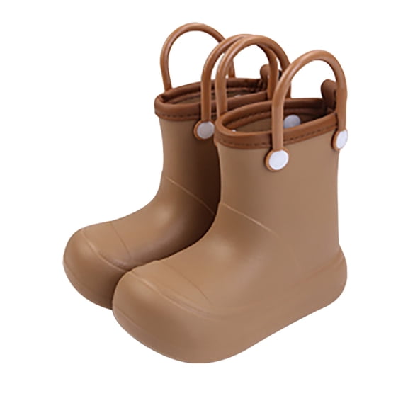 XIMIN Kids Boys Girls Short Ankle Rain Boots with Easy-On Handles Easy-on Lightweight Waterproof Plain Rubber Rainboots Outdoor Portable Shoes
