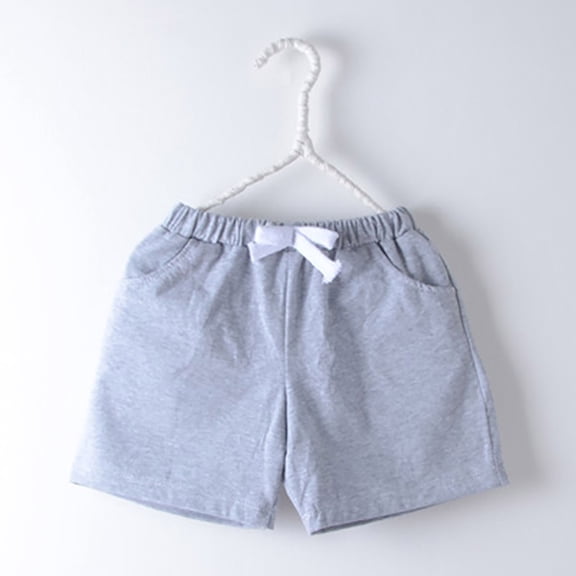 XIMIN Teen Girls Candy Colored Colored Cotton Shorts Elastic Waist Comfortable Casual Beach Sports Pants Summer Spring Sweat Wear (18-24 Months, Grey)