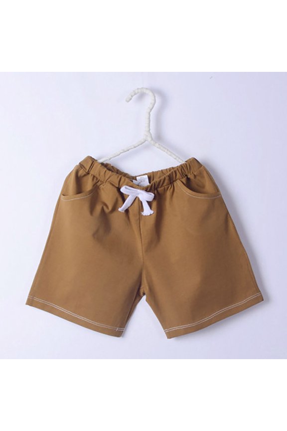 Kids Boys Girls Solid Color Uniform School Athletic Shorts with Adjustable Waist Plain Color Causal Jogger Swim Shorts Elastic Short with Pockets