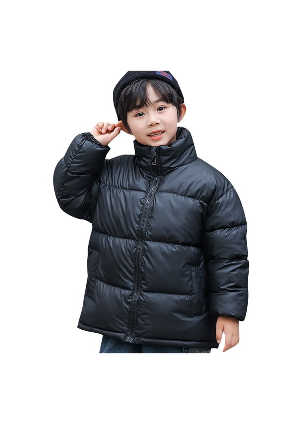 Kids Boys Girls Waterproof Midweight Quilted Insulated Puffer Jacket Windproof Long Sleeve Full Zip Quilted Padded Winter Warm Outdoor Outerwear