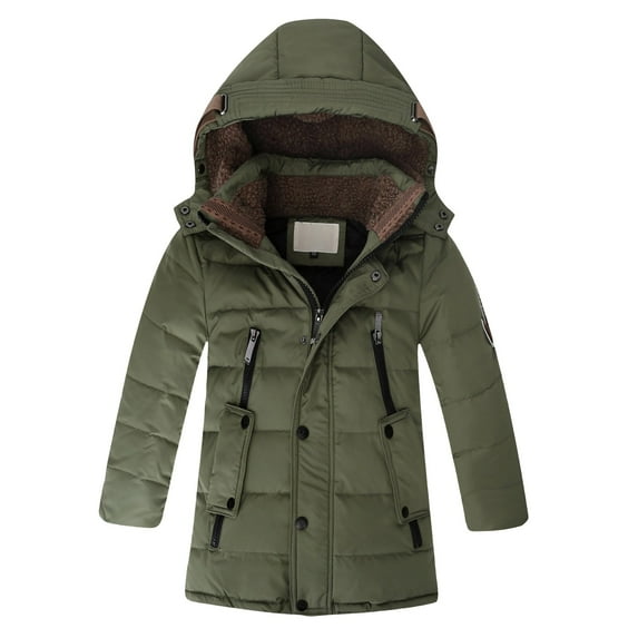 XIMIN Kids Boys' Thick Hooded Down Coats Windbreaker Cotton Snowsuit Coat Outdoor Jackets Clothes Winter Warm Jacket Solid Color Puffer Coat