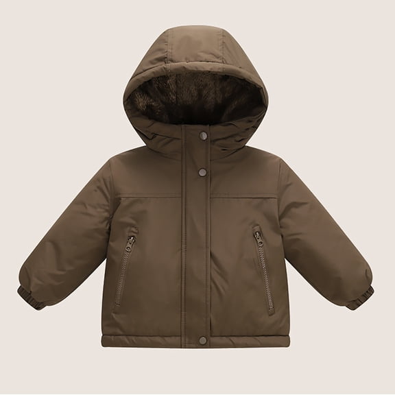 XIMIN Kids Boys Winter Coat Thicken Fleece Lined Warm Puffer Jacket Zip up Hooded Fleece Coat Winter Clothes Waterproof Outwear Coats with Pockets