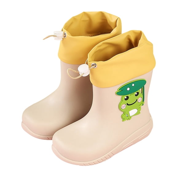 XIMIN Kids Cute Cartoon Frog Pattern Rainboots Girls' Waterproof Rain Boots Rubber EVC Rainboots Kids Easy-on Rain Boots Toddler Rain Shoes