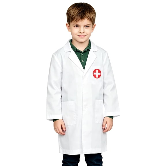 XIMIN Kids Doctor Lab Coat, Breathable Woven Fabric, Kids Themed Dress Up Wear for Party Stage Shows and Photos (Red, 5-6 Years)