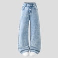 thumbnail image 1 of XIMIN Kids Girls Baggy Jeans Solid Color Wide Leg Vintage High Waist Denim Pants Teen Trendy Casual Straight Washed Streetwear Y2k Denim Trousers, 1 of 9