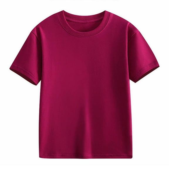 XIMIN Kids Girls Cotton Short Sleeve Plain Color Round Neck T Shirts Summer Crewneck Basic Tops Tees Loose Casual Shirts Comfy Athletic Tops Blouse Workout Top