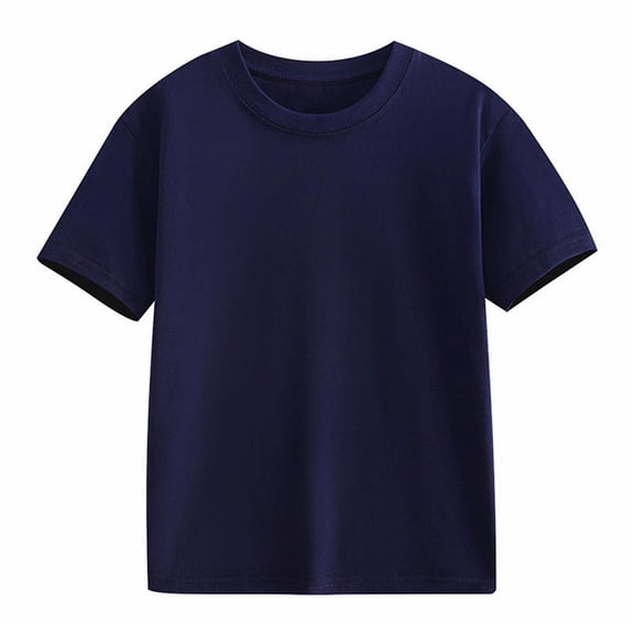 XIMIN Kids Girls Cotton Short Sleeve Plain Color Round Neck T Shirts Summer Crewneck Basic Tops Tees Loose Casual Shirts Comfy Athletic Tops Blouse Workout Top