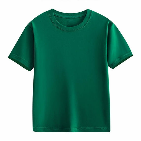 XIMIN Kids Girls Cotton Short Sleeve Plain Color Round Neck T Shirts Summer Crewneck Basic Tops Tees Loose Casual Shirts Comfy Athletic Tops Blouse Workout Top