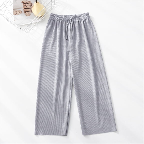 XIMIN Kids Girls Drawstring Wide Leg Pants High Waisted Pants Baggy Palazzo Pants Elastic Waist Straight Swing Comfy Lightweight Casual Sweatpants Linen Flowy Trousers