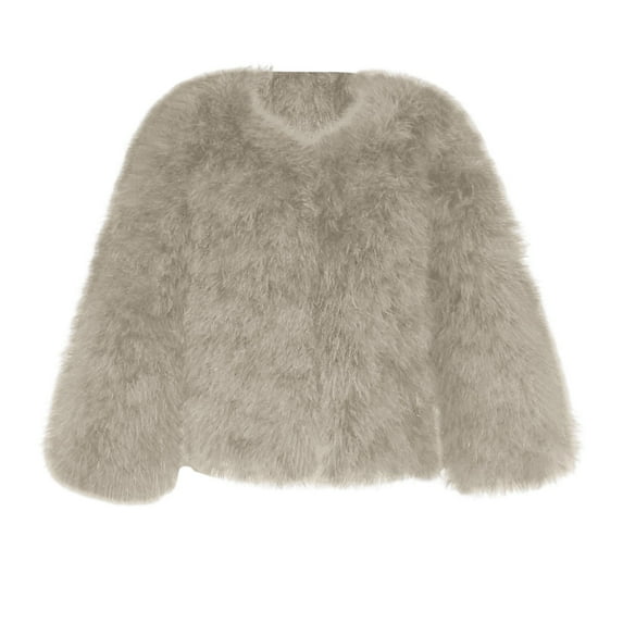 XIMIN Kids Girls Faux-Fur Jacket Coat Solid Color Sweater Long Sleeve Short Jacket, Winter Coat Luxury Snowday Thick Warm Fashion Cool Outwear Fluffy Clothes