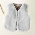 thumbnail image 1 of XIMIN Kids Girls Faux-Fur Vest Padded Open Front V-Neck Cardigan Sherpa Sleeveless Outwear Toddler Shaggy Outerwear Thick Fuzzy Waistcoat Winter Warm Fleece Jackets, 1 of 2