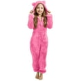 thumbnail image 1 of XIMIN Kids Girls Fleece Onesie Pajamas Jumpsuit Costume Fuzzy Cute Animal Onesie Winter Warm Sherpa Lined Romper One Piece Zipper Hooded Cute Playsuit Sleepwear, 1 of 6