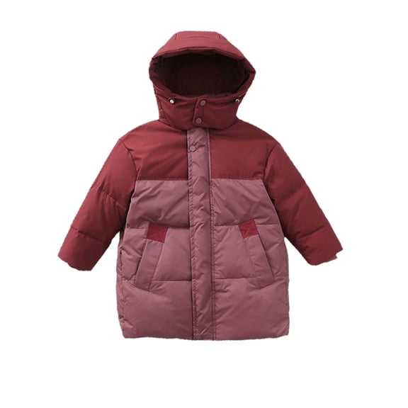XIMIN Kids Girls Long Puffer Jackes Long Sleeve Coat Thickened Down Coats Hooded Windproof Heavyweight Zip Up Winter Warm Padded Winter Snow Outerwear