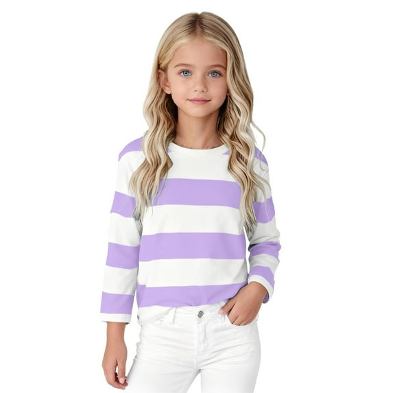 XIMIN Kids Girls Oversized Cute Color Block Striped Sweaters Long Sleeve Thin Shirts Toddler Mock Neck Sweatshirt Basic Soft Cotton Tees Teen Girl Going Out Tops