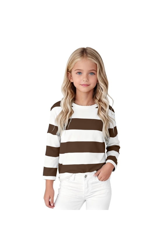 Kids Girls Oversized Cute Color Block Striped Sweaters Long Sleeve Thin Shirts Toddler Mock Neck Sweatshirt Basic Soft Cotton Tees Teen Girl Going Out Tops