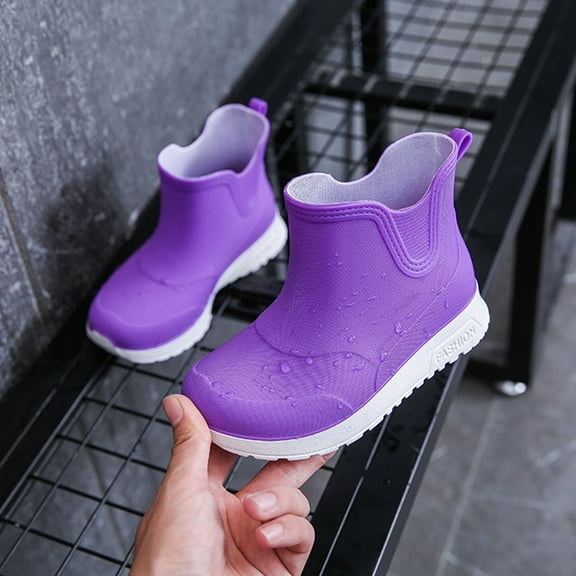 XIMIN Kids Girls Rain Boots Chelsea Ankle Booties Waterproof Non Slip Lightweight Workout Athletic Water Sneakers for Garden Work Fall Winter Footwear