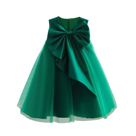 XIMIN Kids Girls Sleeveless Bowknot Tutu Dress Birthday Party Pageant Baptism Dresses Kids Princess Communion Gown Bridesmaid Wedding Prom Dress