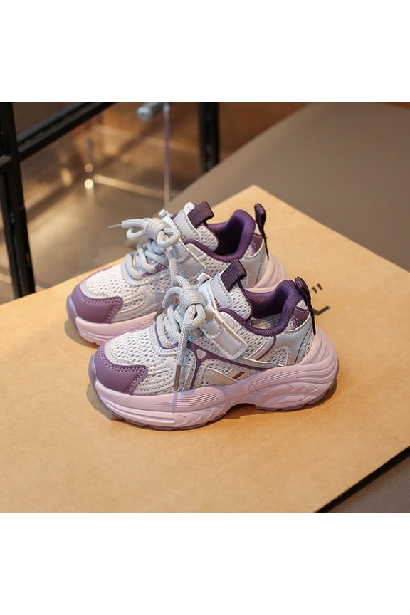 Kids Girls Y2K Chunky Sneakers Cute Mesh Trainers Running Shoes with Lace-Up Adjustable Strap Non-Slip Mesh Athletic Sneakers School Walking Sports Sneakers