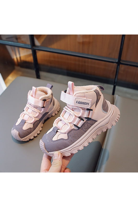 Kids Hiking Boots Boys Girls Outdoor Walking Climbing Sneaker Non-Slip Waterproof Snow Shoes Hiker Winter Warm Work Comfy Boots Antiskid Steel Buckle Sole