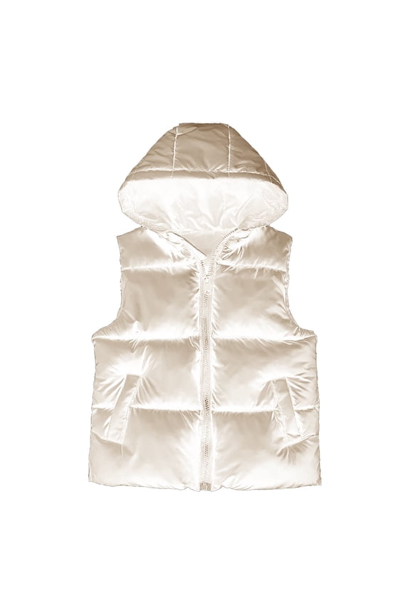 Kids Hooded Puffer Vest Down Vest Sleeveless Thickened Hooded Puffer Coat Lightweight Water-Resistant Packable Cotton Padded Waistcoat Winter Coats