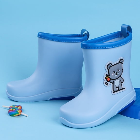 XIMIN Kids Rainboots Girls' Cute Cartoon Bunny Rain Boots Boys Rainboots Kids Soft Bottom Fashion Rain Boots Toddler Rain Shoes Easy-on Boots