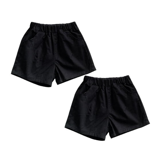 XIMIN Kids Shorts Casual Overalls Baby Thin Wear Pants Solid Color Multi Color Multi Size Basketball Lightweight Shorts Spring and Summer for Boys and Girls (12-18 Months, Black)