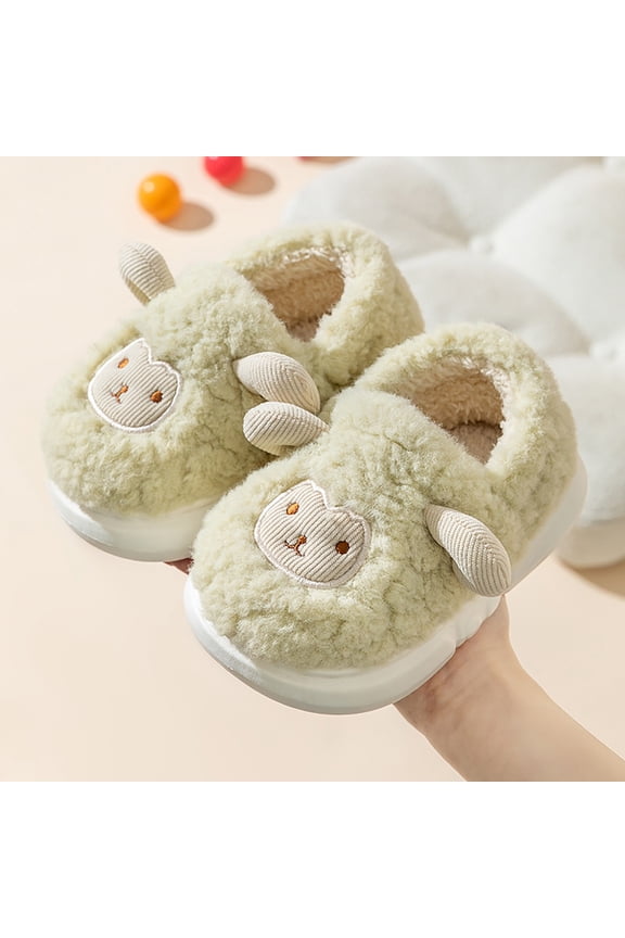 Kids Slippers Girls Boys Slip On Cozy Plush House Cute Cartoon Sheep Fuzzy Shoes with Thick Sole Memory Foam Non-Slip Winter Warm Footwear