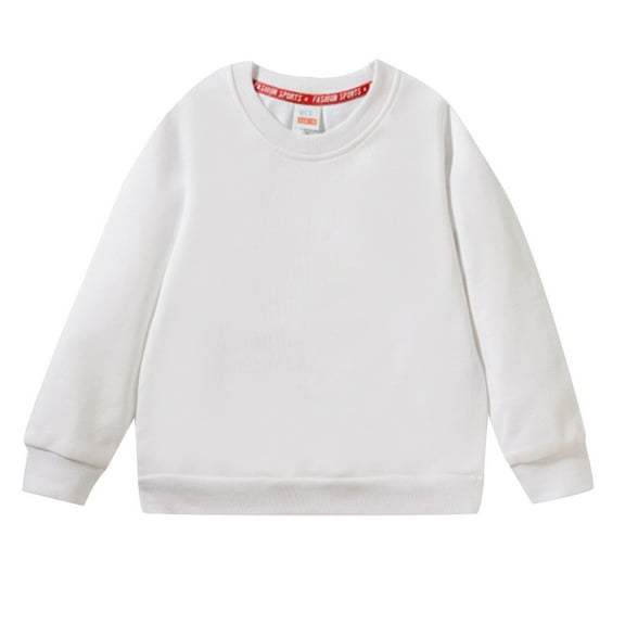 XIMIN Kids Solid Color Cotton Thin Tops Sweatshirts Fall Plain Casual Sweatshirt Long Sleeve Crew Neck Pullover Sweater Clothes Boys Girls Uniform Tops