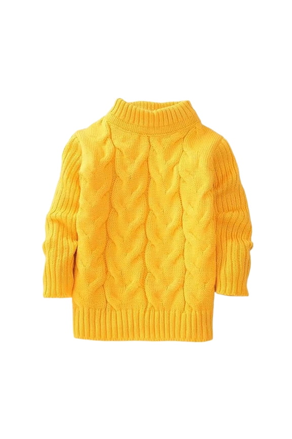 Kids Solid Color Vintage Pullover Sweaters Knitted Tops Cable Knit Turtleneck Cotton Chunky Long Sweater for Teen Girls Fall Winter Thick Warm Tops