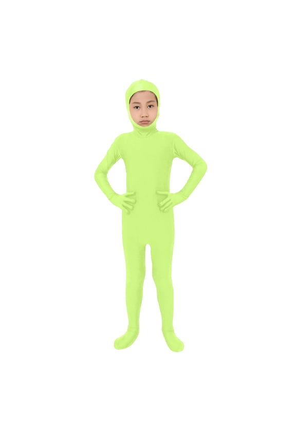 Kids Spandex Costume Full Body Open Face Solid Color Bodysuit Costume Boys Girls Stretchy Halloween Cosplay Body Suit Zentai Suit Outfits