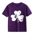 thumbnail image 1 of XIMIN Kids' St. Patrick's Day Soft Short-Sleeve Crew Neck T-Shirt - Distressed White Four-Leaf Clover Graphic, Lucky Charm Top for Boys & Girls, 1 of 8