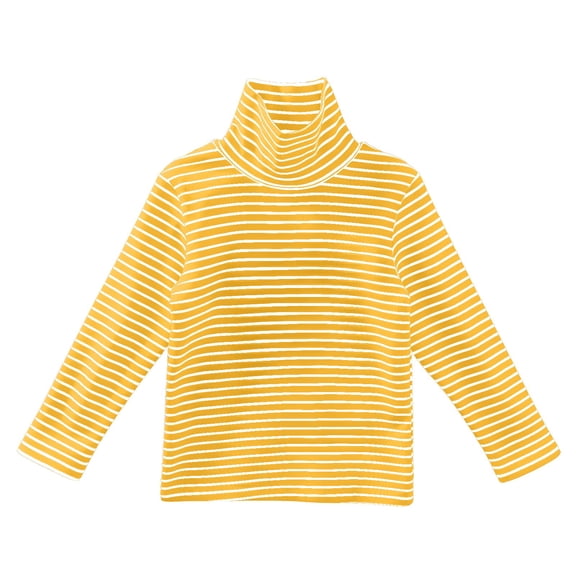 XIMIN Kids Stripes Tops Turtle Neck Stretch Loose Long Sleeve Shirt Girls Winter Mock Neck Striped Pullover T-Shirts Layer Tee Shirts Casual Soft Cotton Undershirt