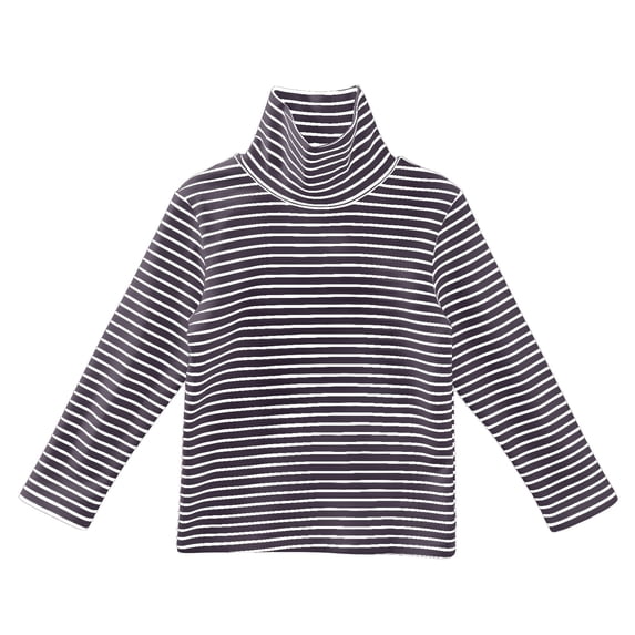 XIMIN Kids Stripes Tops Turtle Neck Stretch Loose Long Sleeve Shirt Girls Winter Mock Neck Striped Pullover T-Shirts Layer Tee Shirts Casual Soft Cotton Undershirt