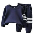 thumbnail image 1 of XIMIN Kids Sweatsuit Set Long Sleeve Waffle Knit Top Sweatshirt and Striped Drawstring Joggers Pants for Boys Fall Winter Daily Outdoor Activities, 1 of 7