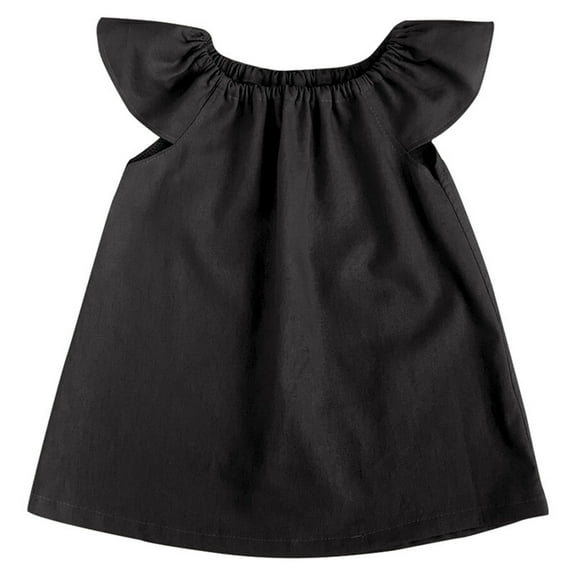 XIMIN Kids Toddler Baby Girls Spring Summer Solid Color Cotton Ruffle Dress Sleeveless Princess Dress Cotton Line Casual A-Line Dress Clothes Baby Girl Dresses