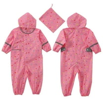 XIMIN Kids Toddler Raincoat Reflective Rain Gear Suit for Boys and Girls Moon Print One Piece Hooded Waterproof Coverall Rain Jacket Unisex Puddle Suit (XXL, Pink)