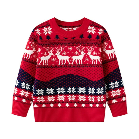 XIMIN Kids Ugly Sweater Boy Girl Christmas Sweater Boy Girl Santa Long Sleeve Knit Funny Xmas Pullover Reindeer Clothes Holiday Pullover Tops