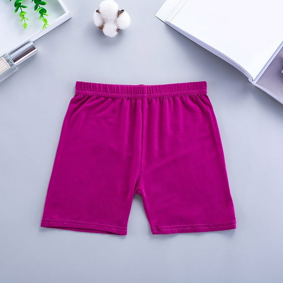 XIMIN Knit Shorts Girls' Shorts Kids' Candy Color Anti Slip Solid Soft Shorts Girls' Pants Baby Kids Shorts Casual Sports Beach Clothes (5-6 Years, Red)