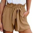 thumbnail image 1 of XIMIN Lady Loose Shorts High Waisted Shorts Striped Ruffle Elastic Waist Summer Beach Short with Pockets Belt Lady Casual Shorts, 1 of 9