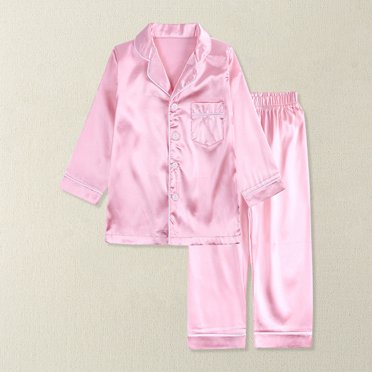 Beezizac Girls Satin Pajama Set Size 6-16 | Pink/Blue/Turquoise Silky PJS | Fall Winter Sleepwear