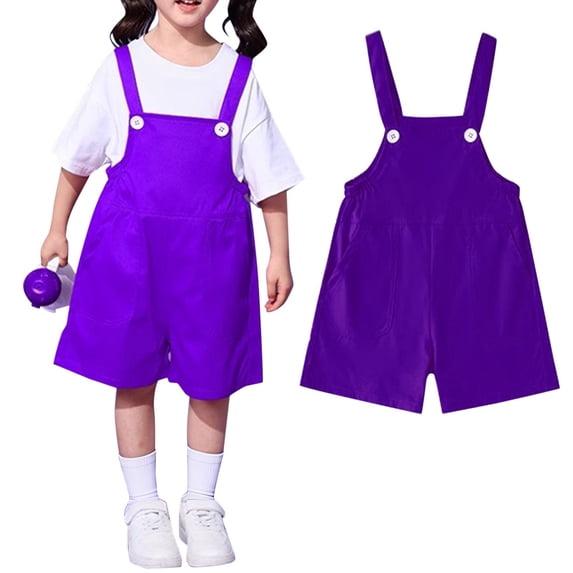 XIMIN Little Girls Boys Twill Shortalls Toddler Kids Summer Bib Overall Shorts Summer Adjustable Strap Short Bib Pants