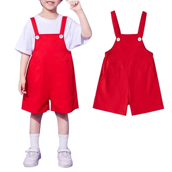 XIMIN Little Girls Boys Twill Shortalls Toddler Kids Summer Bib Overall Shorts Summer Adjustable Strap Short Bib Pants