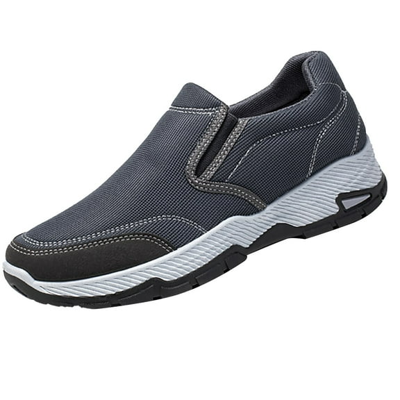 XIMIN Men Loafers Waterproof Slip-On Comfortable Lightweight Walking Cushioning Shoes Easy On/Off Design for Commuting Standing Work Casual Wear (9, Grey)