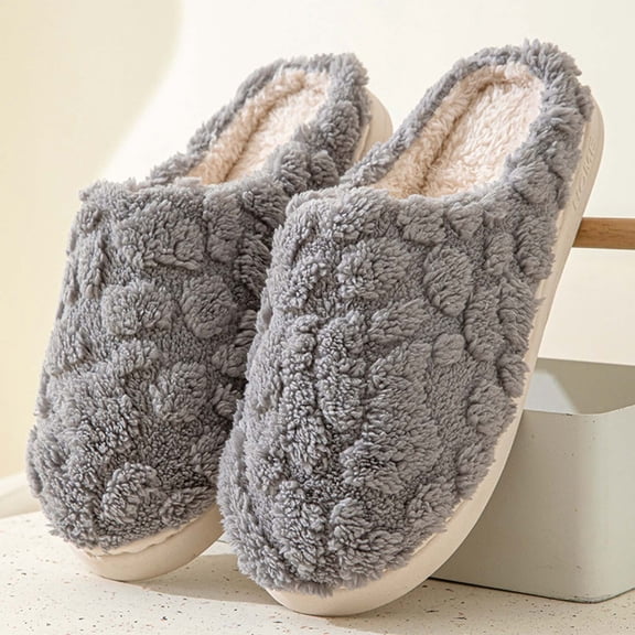 XIMIN Men Women Cozy Fluffy Slippers Durable Close Toe Lightweight Fleece Lined House Shoes Ultra Soft Breathable Non-Slip Indoor Bedroom Slides Christmas Holiday Gifts