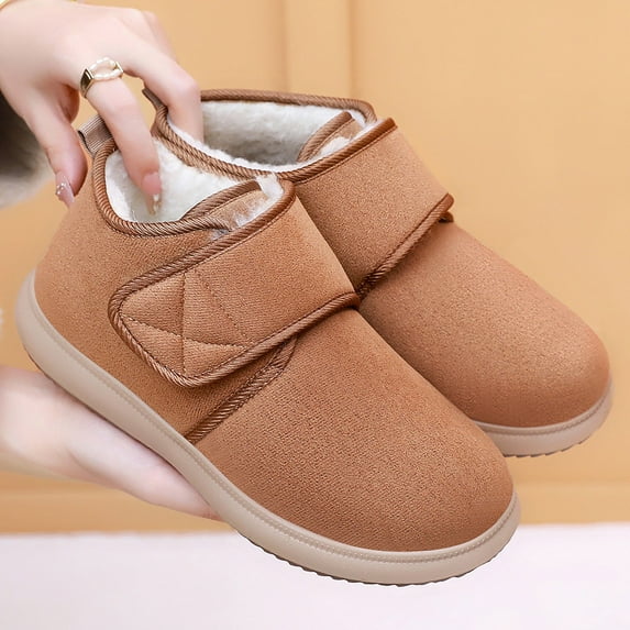 XIMIN Men Women Winter House Extra Wide Width Easy On & Off Walking Sneakers Thick Bottom Indoor Outdoor Warm Non-Slip Slippers Snow Boots