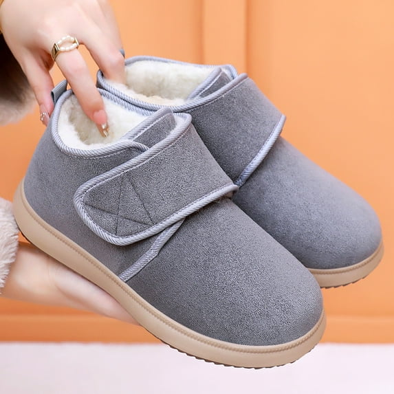 XIMIN Men Women Winter House Extra Wide Width Easy On & Off Walking Sneakers Thick Bottom Indoor Outdoor Warm Non-Slip Slippers Snow Boots