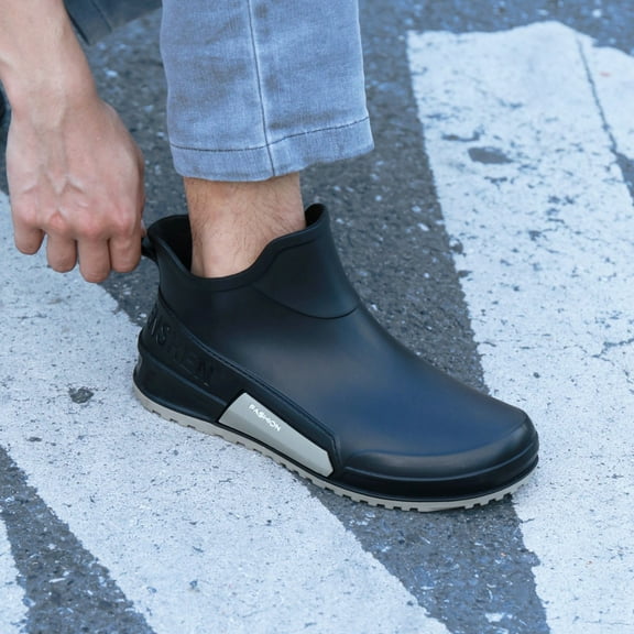 XIMIN Men Women's Rain Shoes Slip On Rubber Boots with -Slip Sole for Outdoor Walking Gardening Casual Wear Comfortable Gardening Work (42, Black)