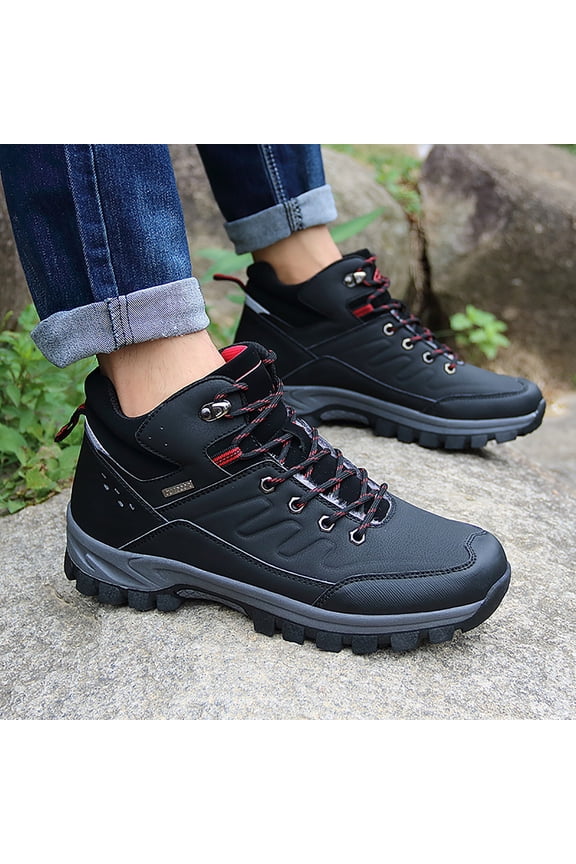 Men's Athletic Boots Hiking Walking Boots Outdoor Waterproof Non-Slip High-Top Waterproof Work Boots Autumn Winter Trekking Snow Boots