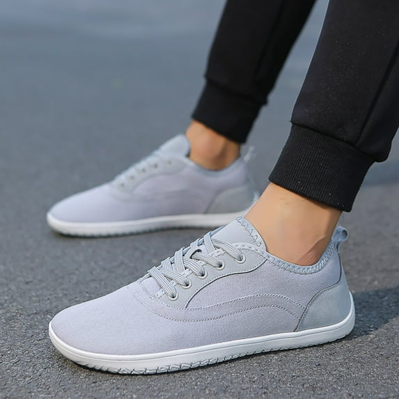 XIMIN Men's Classic Low Top Lace Up Shoes Canvas Fashion Sneaker with Soft Insole Causal Dress Shoes for Men Comfortable Walking Outdoor Shoes (11, Grey)