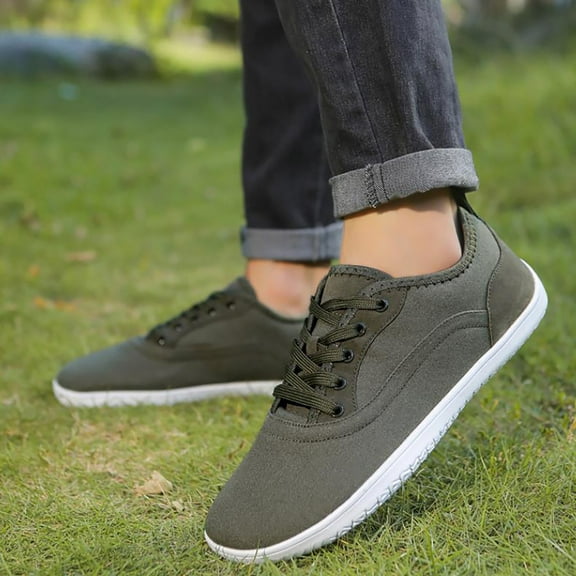 XIMIN Men's Classic Low Top Lace Up Shoes Canvas Fashion Sneaker with Soft Insole Causal Dress Shoes for Men Comfortable Walking Outdoor Shoes (8, AG)